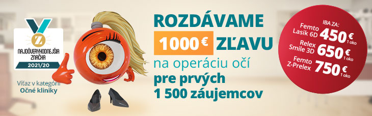 Rozdávame 1 000 € zľavu na operáciu očí pre prvých 1 500 záujemcov